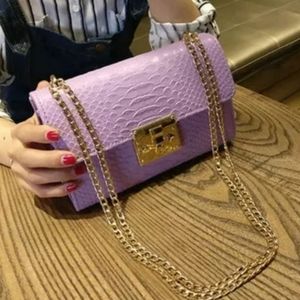 Crocodile Clutch Gold Chain Shoulder Bag